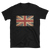 black t-shirt with shabby british flag print