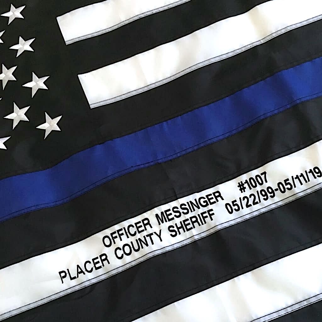 Thin Blue Line Flag 3x5 Foot with Embroidered Stars and Sewn Stripes Black White American Police Honoring Law Enforcement Officers