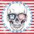 red white and blue print of happy skull with stars and stripes sungasses