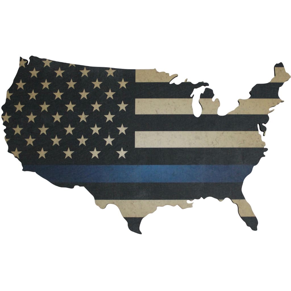 Laser Engraved hot Wood Thin blue line flag